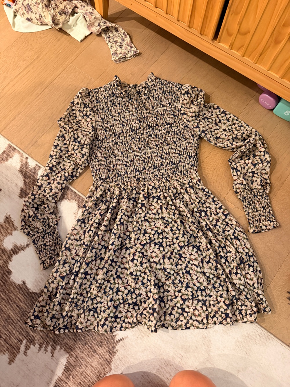 Lulu's Black Floral Print Dress with Cream and Red Accents